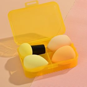 Beauty Egg Drop Gourd Diagonal Cut Powder Puff Super Soft And Snug, No Powder To Eat Makeup Egg Mushroom Head Set (Color: Yellow)